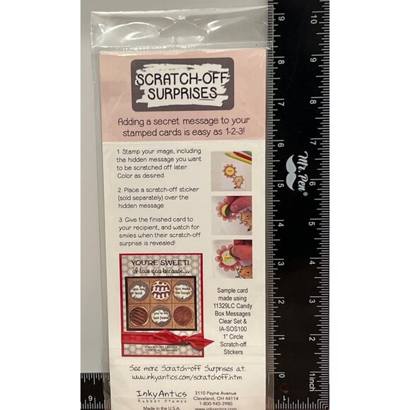 Inky Antics 11329LC CANDY BOX MESSAGES CLEAR STAMP SET SCRATCH OFF VALENTINE - Picture 3 of 3